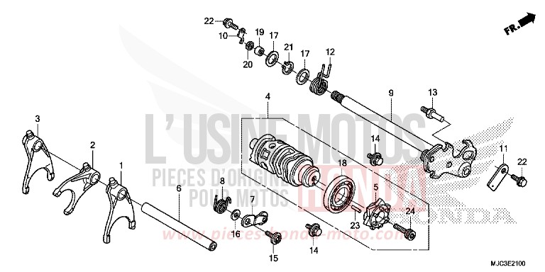 GEARSHIFT DRUM for CBR600RR ABS VIBRANT ORANGE (YR250) from 2013
